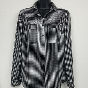 Womens Apt 9 Black and White Houndstooth Button-Up Shirt (Size S)